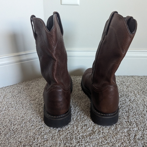 Justin Work Boots Brown Leather Pull On Wk4920 sz 8.5 EE main image 7